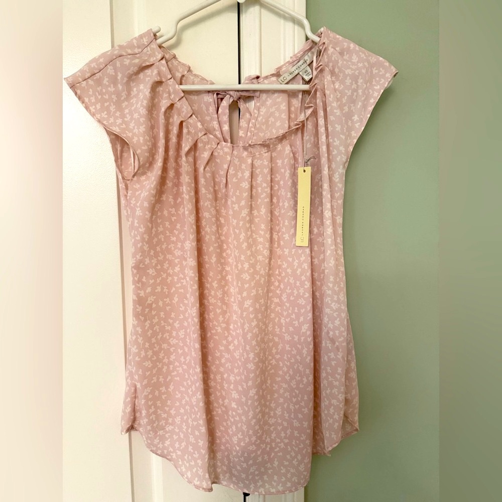 BRAND NEW-LC Lauren Conrad- Pink Ruffled Cap Sleeve Blouse with Tags